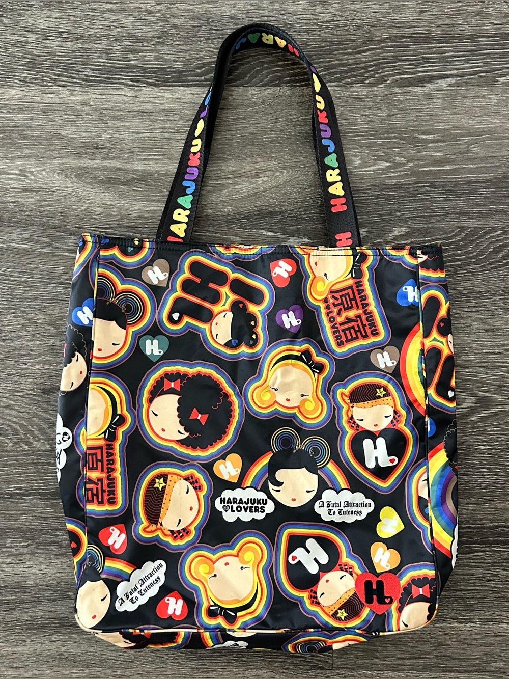 Harajuku Lovers Tote Bag Japanese Skater Girls Rainbow Gwen Stefani Retro Y2K